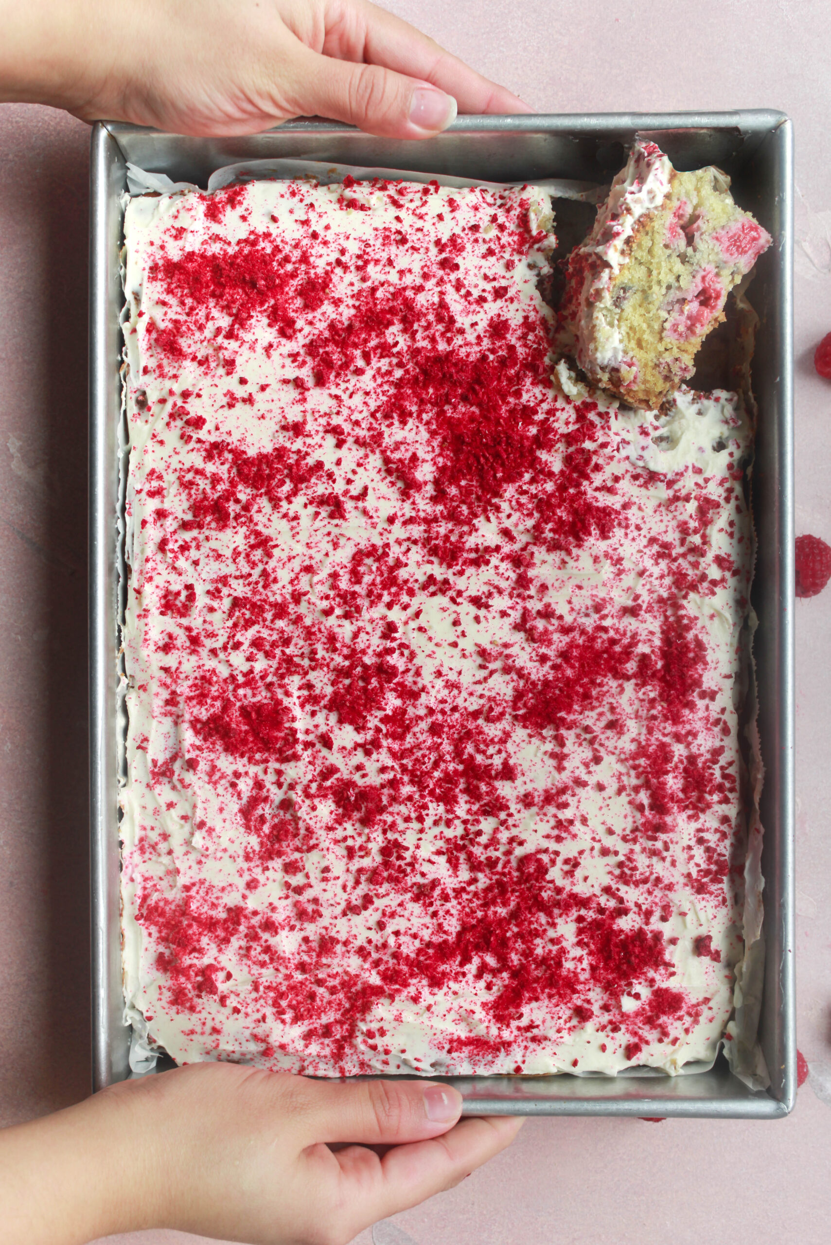 Raspberry Sheet Cake with White Chocolate Frosting  Spoon Fork Bacon