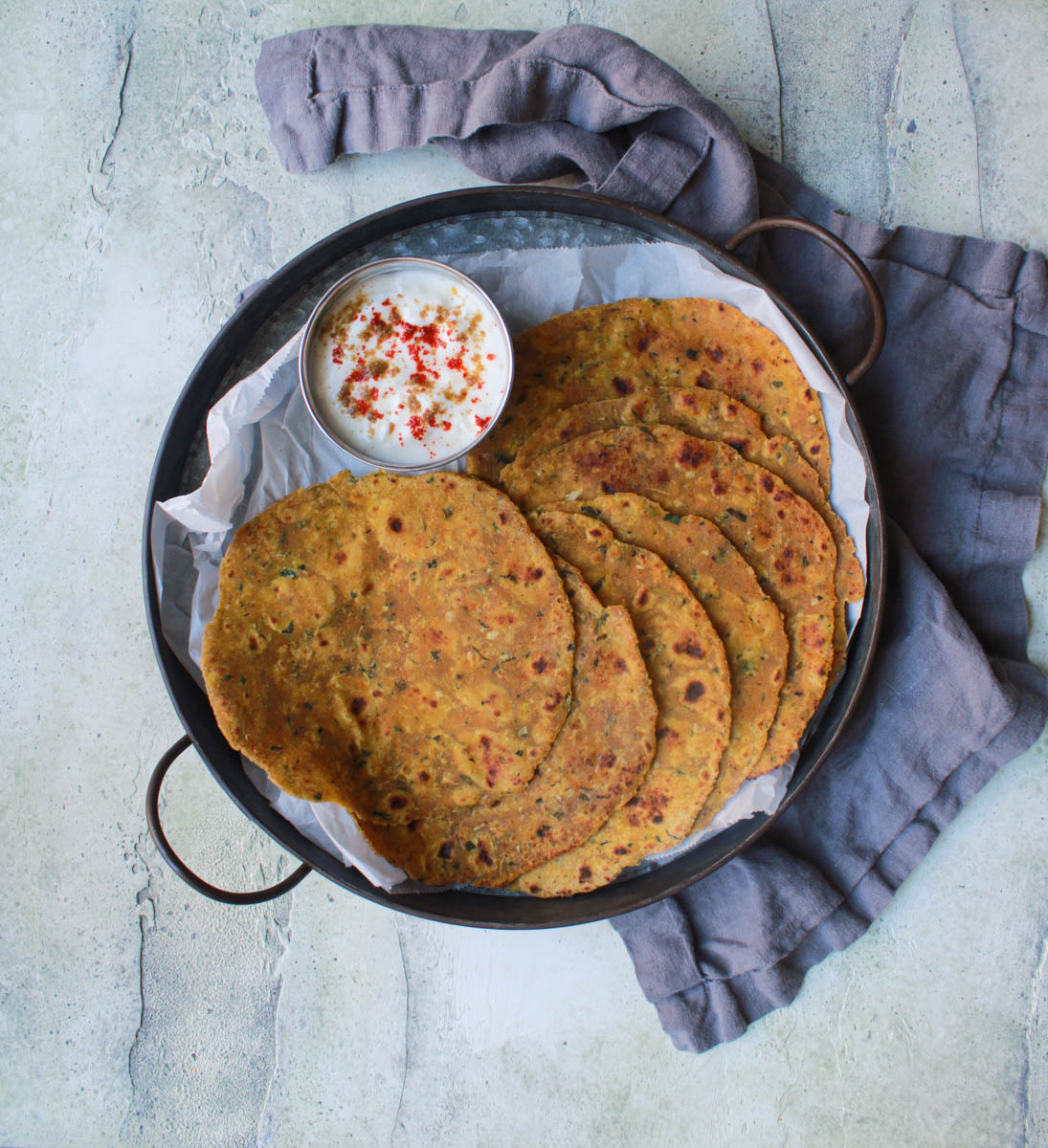 Zucchini and Paneer Parathas