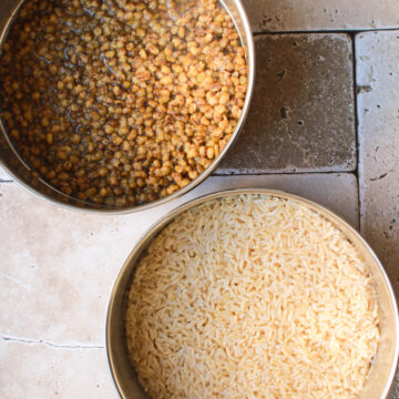 Instant Pot Brown Rice with Green Moong Pot In Pot Method