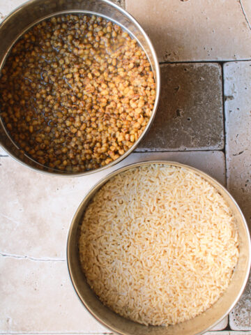 Instant Pot Brown Rice with Green Moong Pot In Pot Method