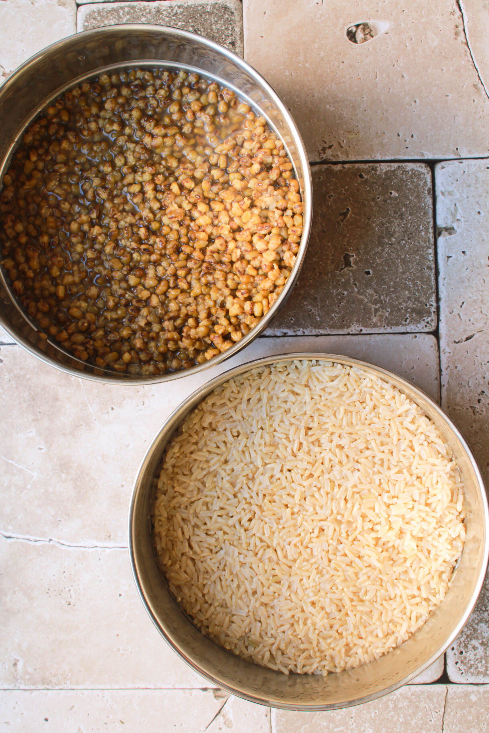Instant Pot Brown Rice with Green Moong (Pot in Pot Method)