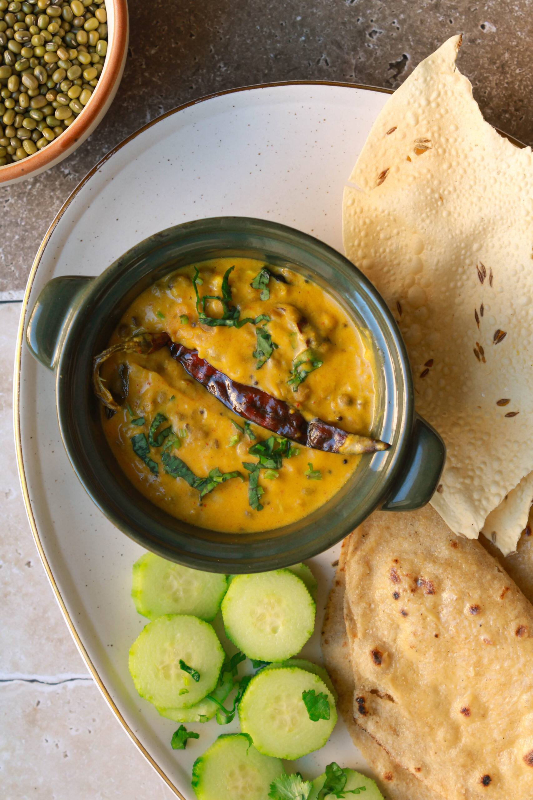 Gujarati Khatta Mag | Gujarati Green Moong dal recipe