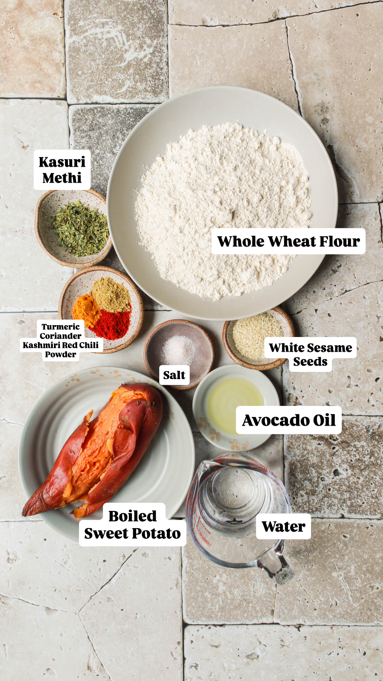 Ingredients For Sweet Potato Paratha